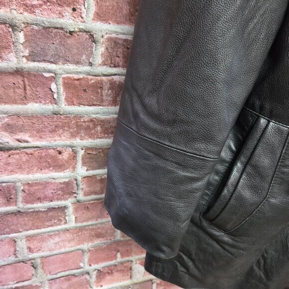 Yuan Creations Vintage Leather Jacket | Men’s Size 40 | Black Mid-Length Coat - Picture 5 of 10